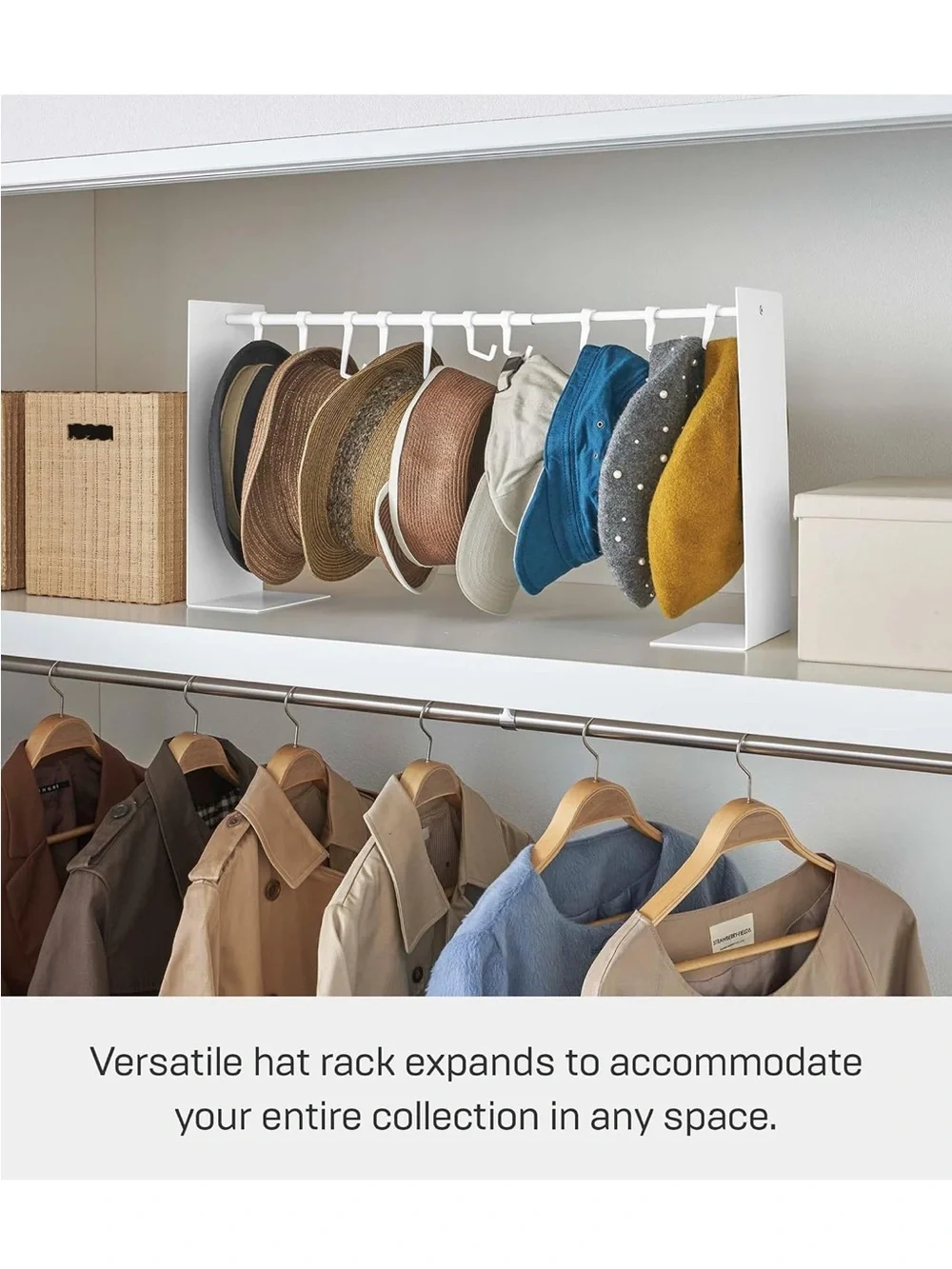 Yamazaki Expandable Hat & Cap Organizer Rack Home Tower - Steel, White